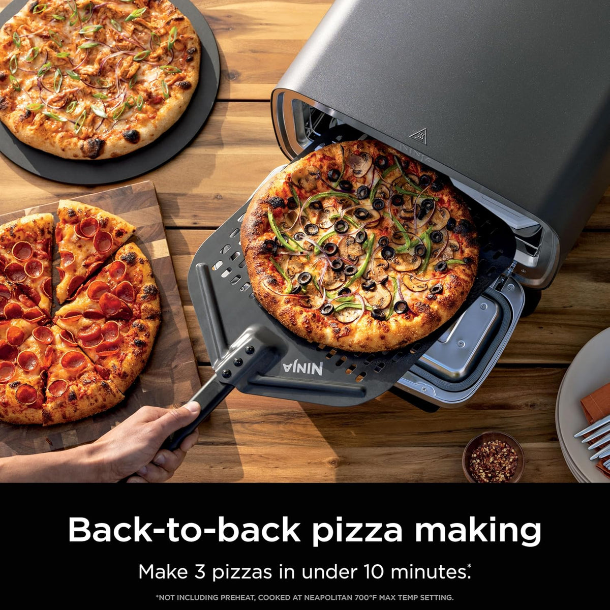 Artisan Outdoor Pizza Oven, 12 inches, can make pizza in 3 minutes, Neapolitan style, thin crust, New York Chicago style, custom model, maximum temperature 700 degrees Fahrenheit, electric heating, baking, grilling, and fermentation functions.