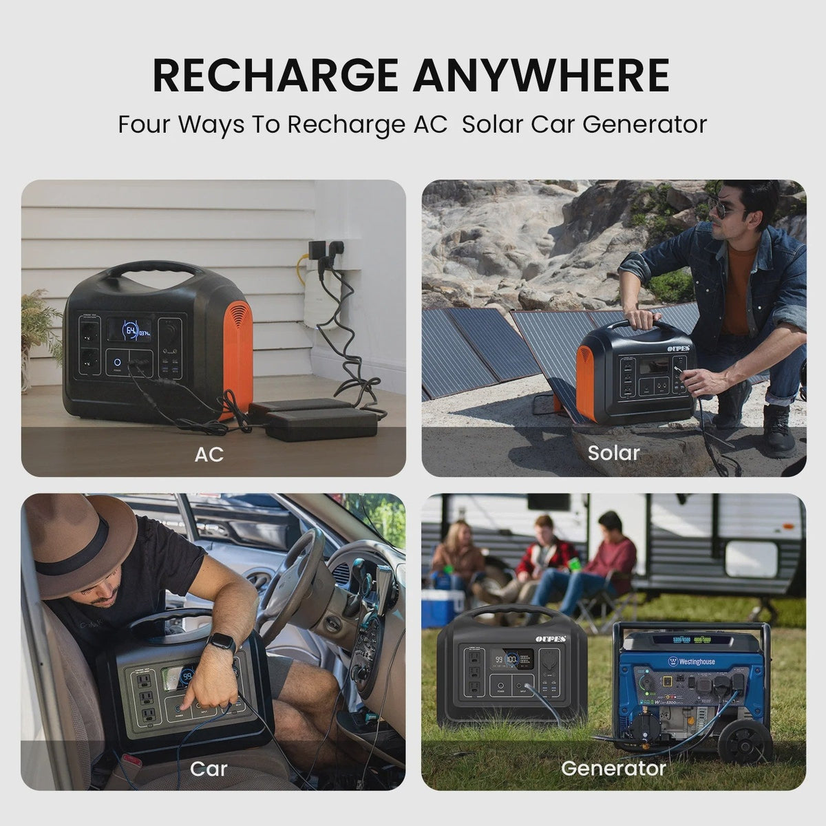 OUPES 1800W 1488Wh Portable Power Station with 2x100W Solar Panel,Solar Generator for Outdoor Camping,Home Backup,Emergency,RV