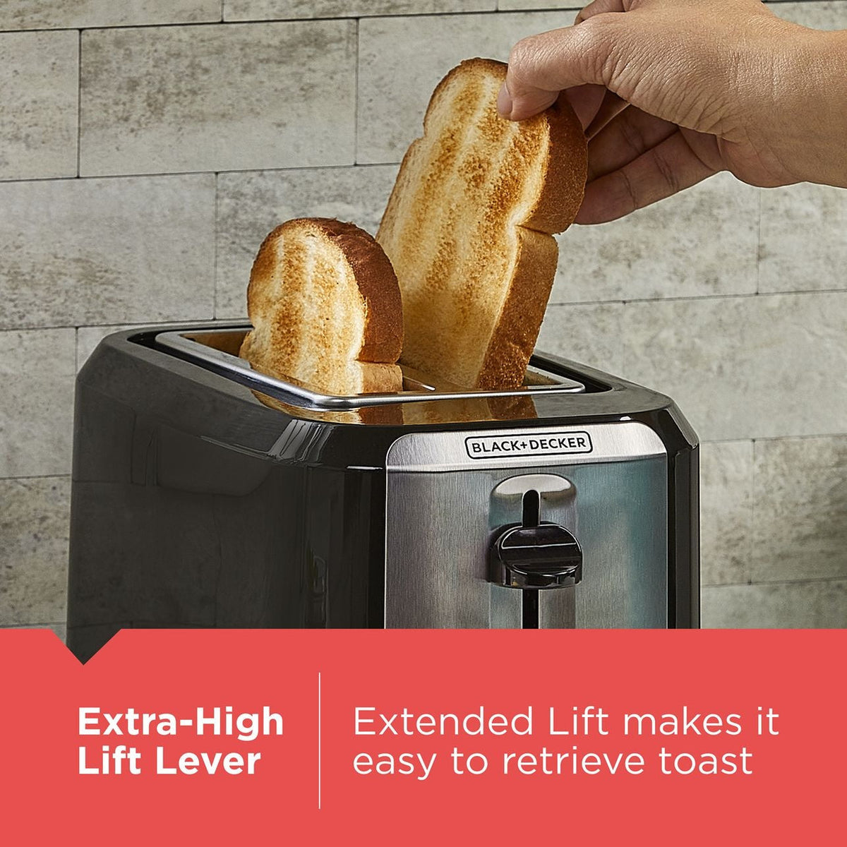 Black & Decker Extra Wide Slots Toaster with 7 Settings, 2-Slices
