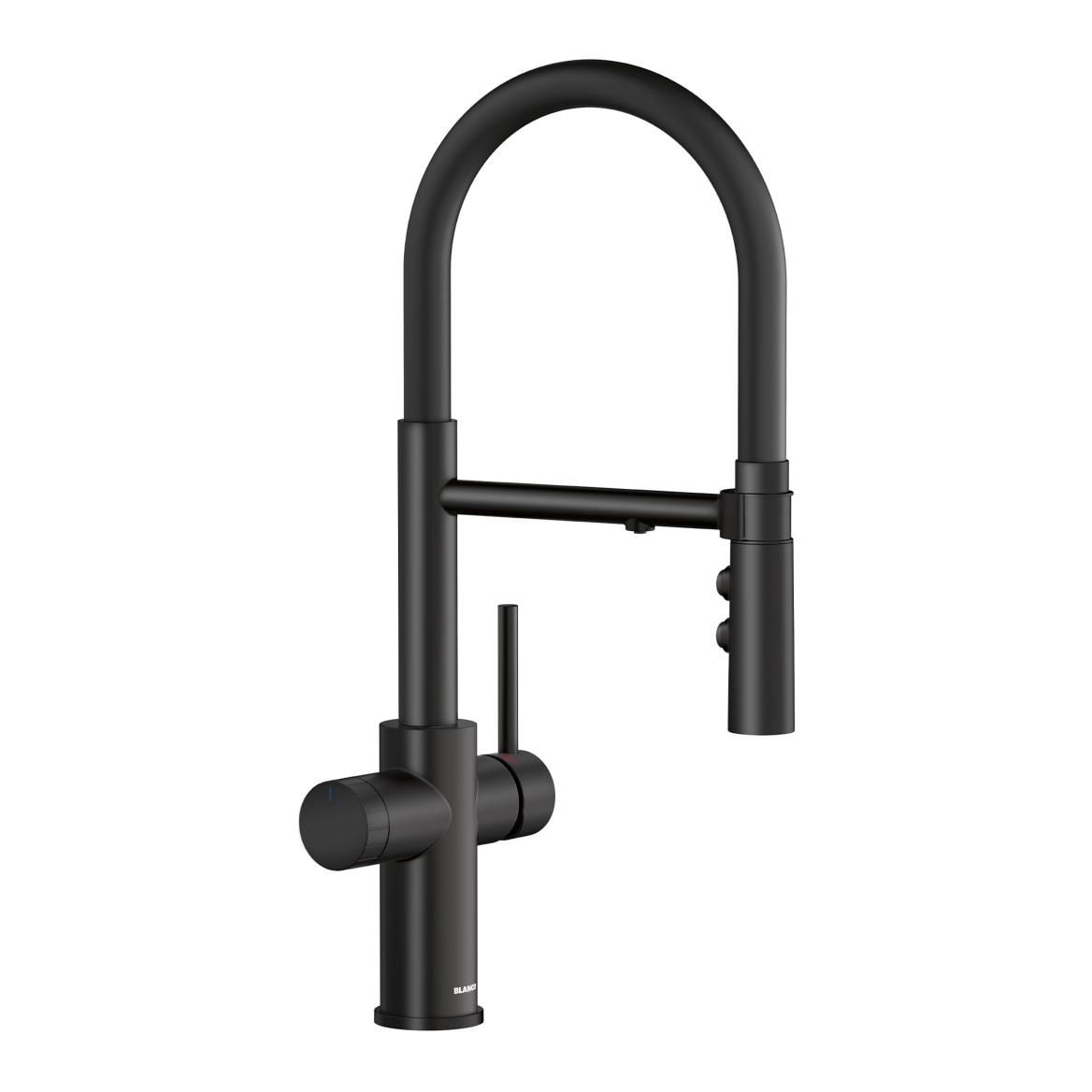 Blanco Catris Flexo Filter-Ready Semi-Pro Pull-Down Dual-Spray Kitchen Faucet, Matte Black