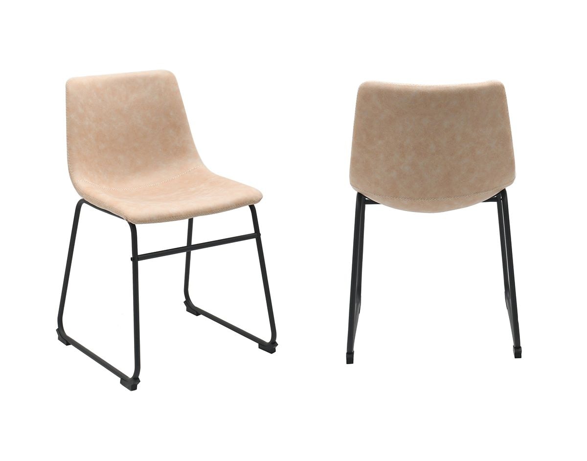 Brassex Rachel Vintage Beige Fabric Upholstered Dining Chair, 2-pc