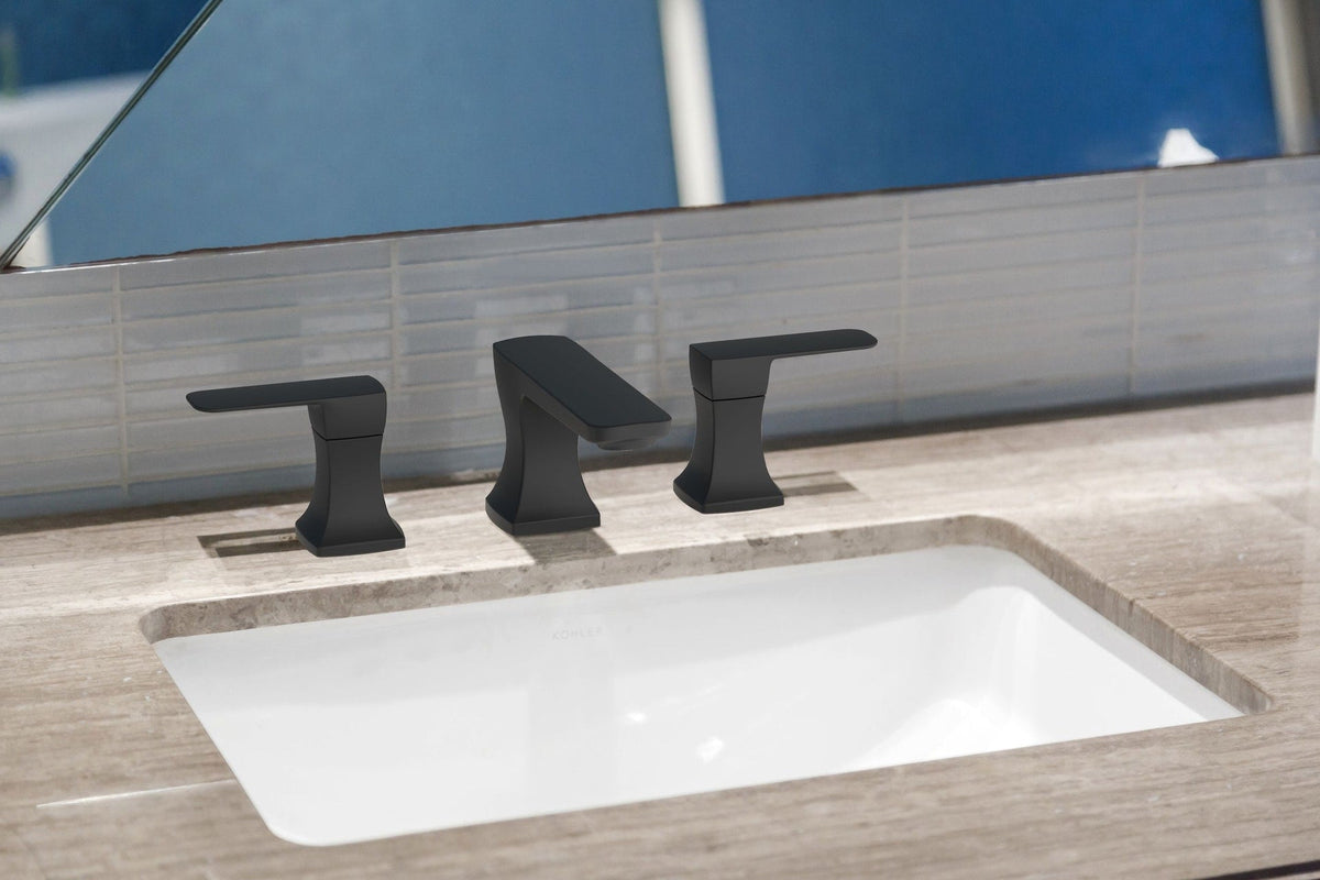 Danze Aztek Double Handle Widespread 8-in Centreset Bathroom Sink Faucet with Pop-up Drain, Matte Black