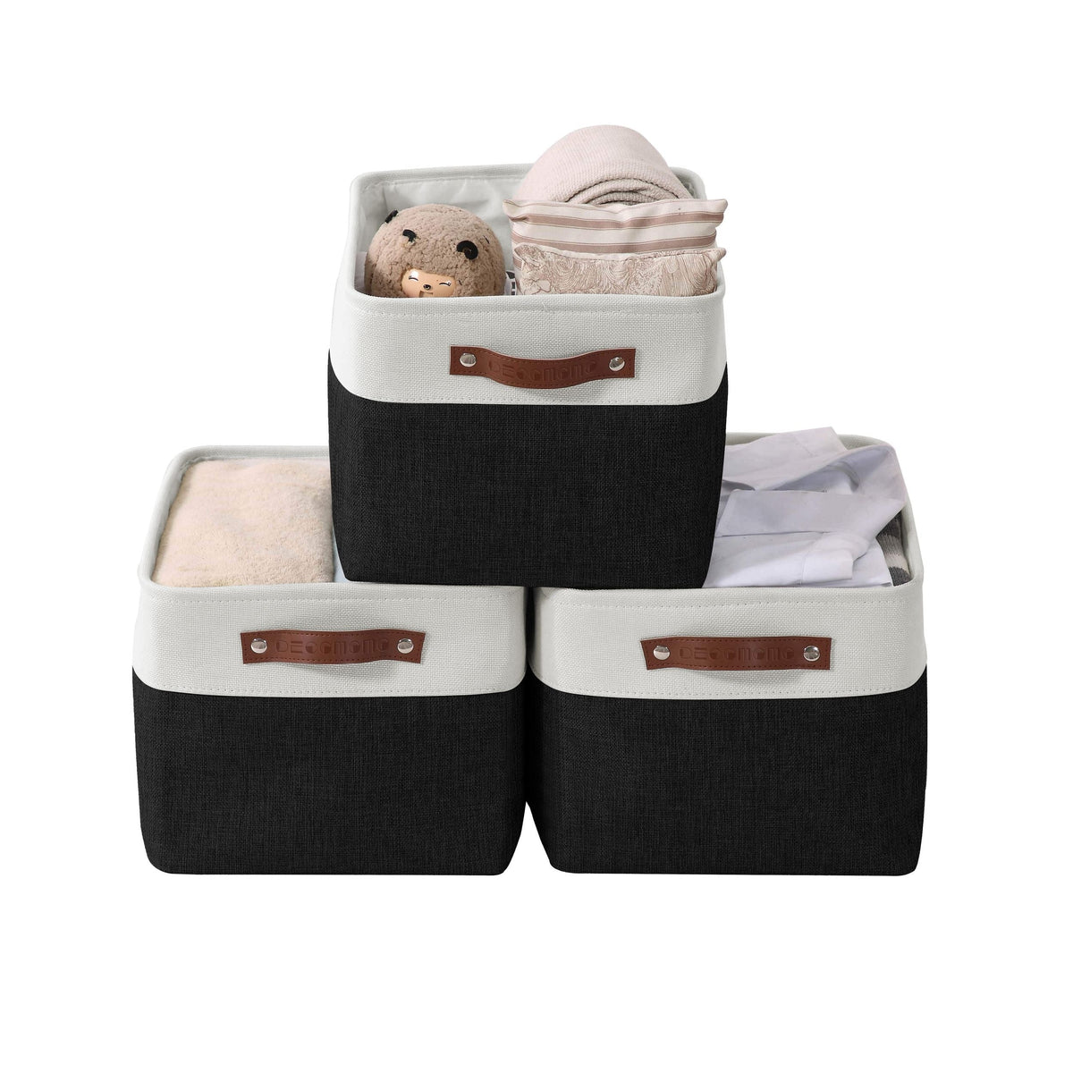 Decomomo Large Soft-Sided Foldable Storage Basket, 3-pk, Black