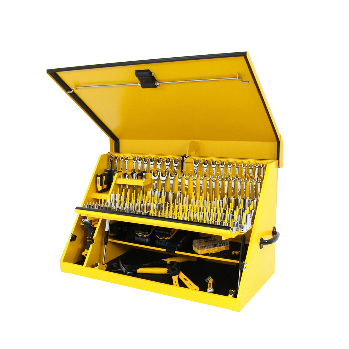 DEWALT Triangle Portable Multi-Tier Steel Tool Box with Power Outlet, 36-in