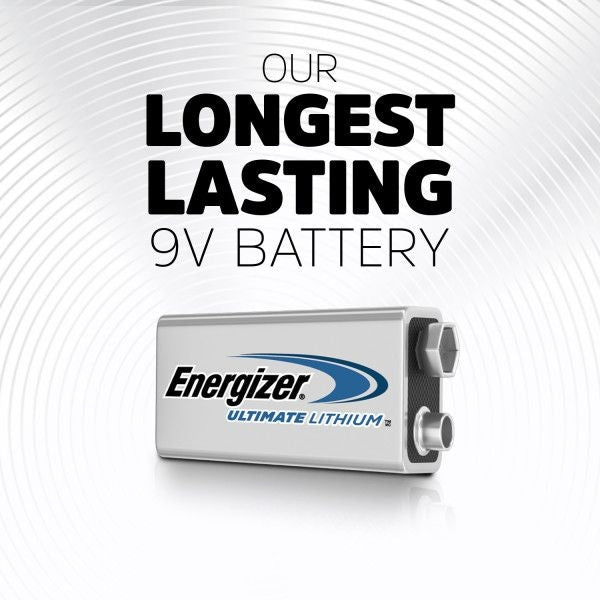 Energizer 2-pk 9V / 9 Volt Lithium Batteries, EZ Turn Lock, PowerSeal
