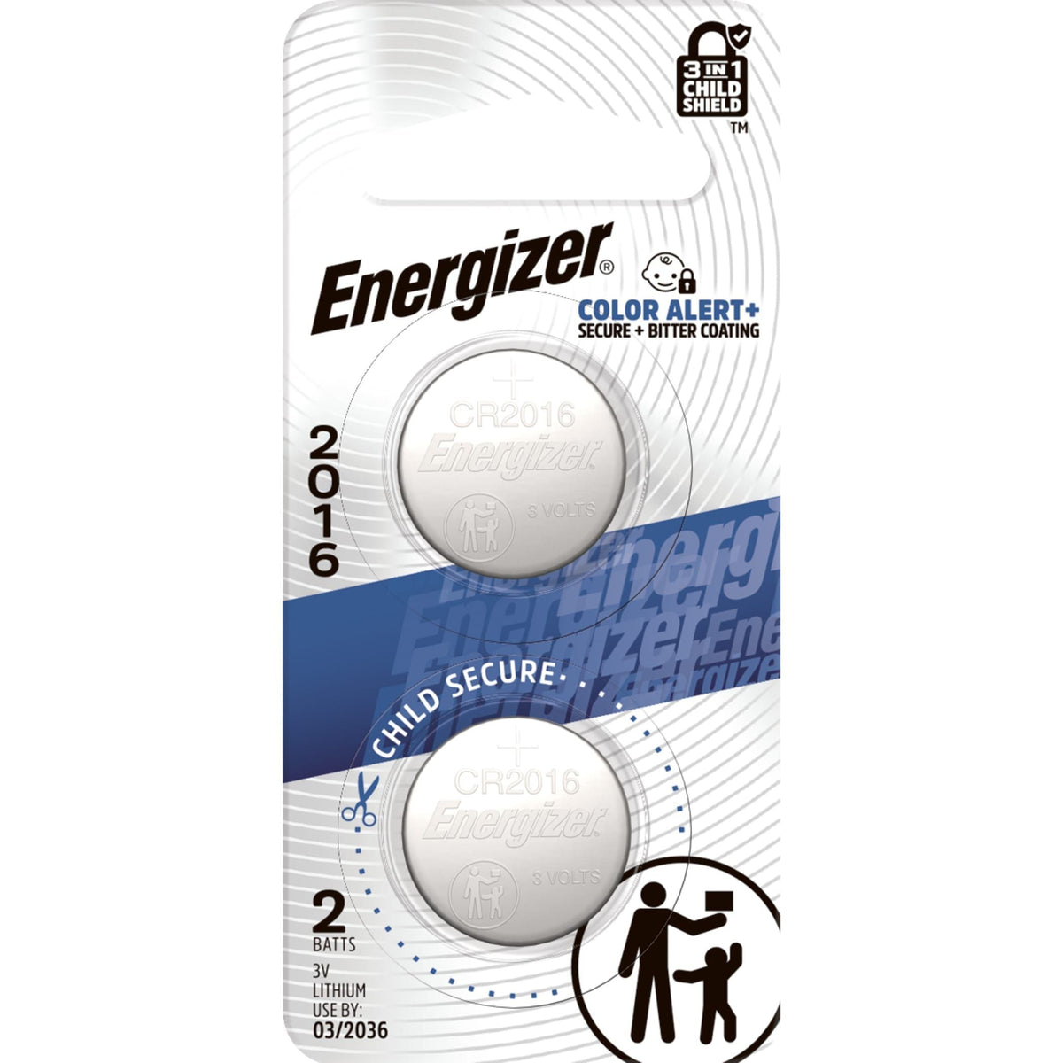 Energizer CR2016 3V / 3 Volt Lithium Coin Cell Batteries for Watches & Electronics, 2-pk