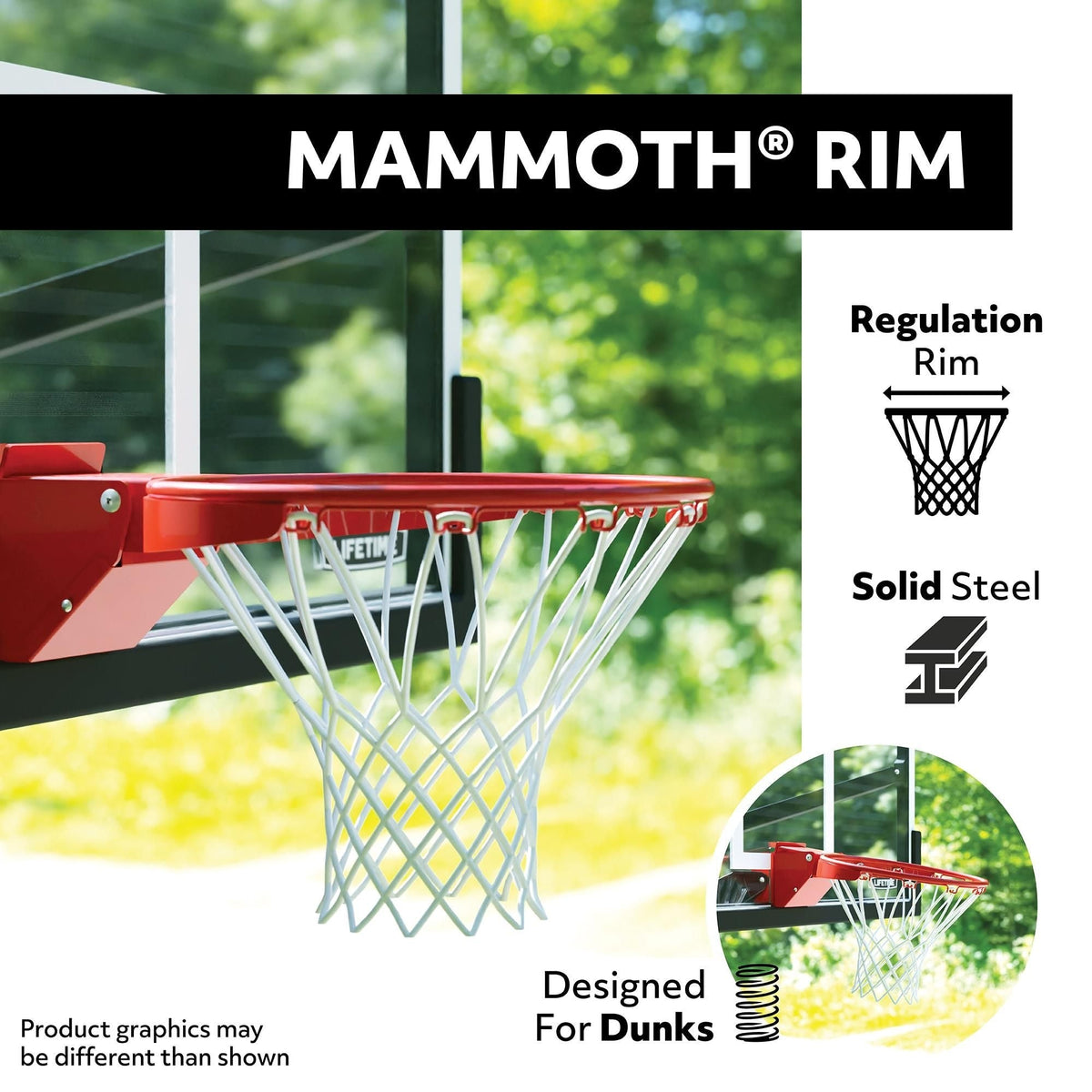 Lifetime Mommoth Bolt Down Basketball Hoop with 72-in Tempered Glass