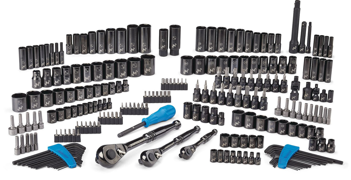 Mastercraft Socket Set, 229-pc, SAE / Metric, CRV, Black Steel Finish