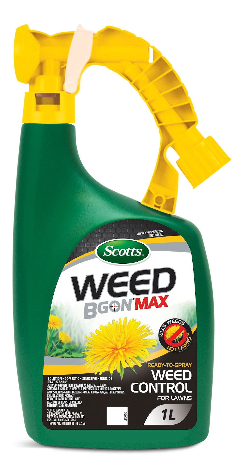 Scotts Weed B Gon MAX Ready-to-Spray Weed Control/Killer Concentrate, Herbicide for Lawns, 1-L