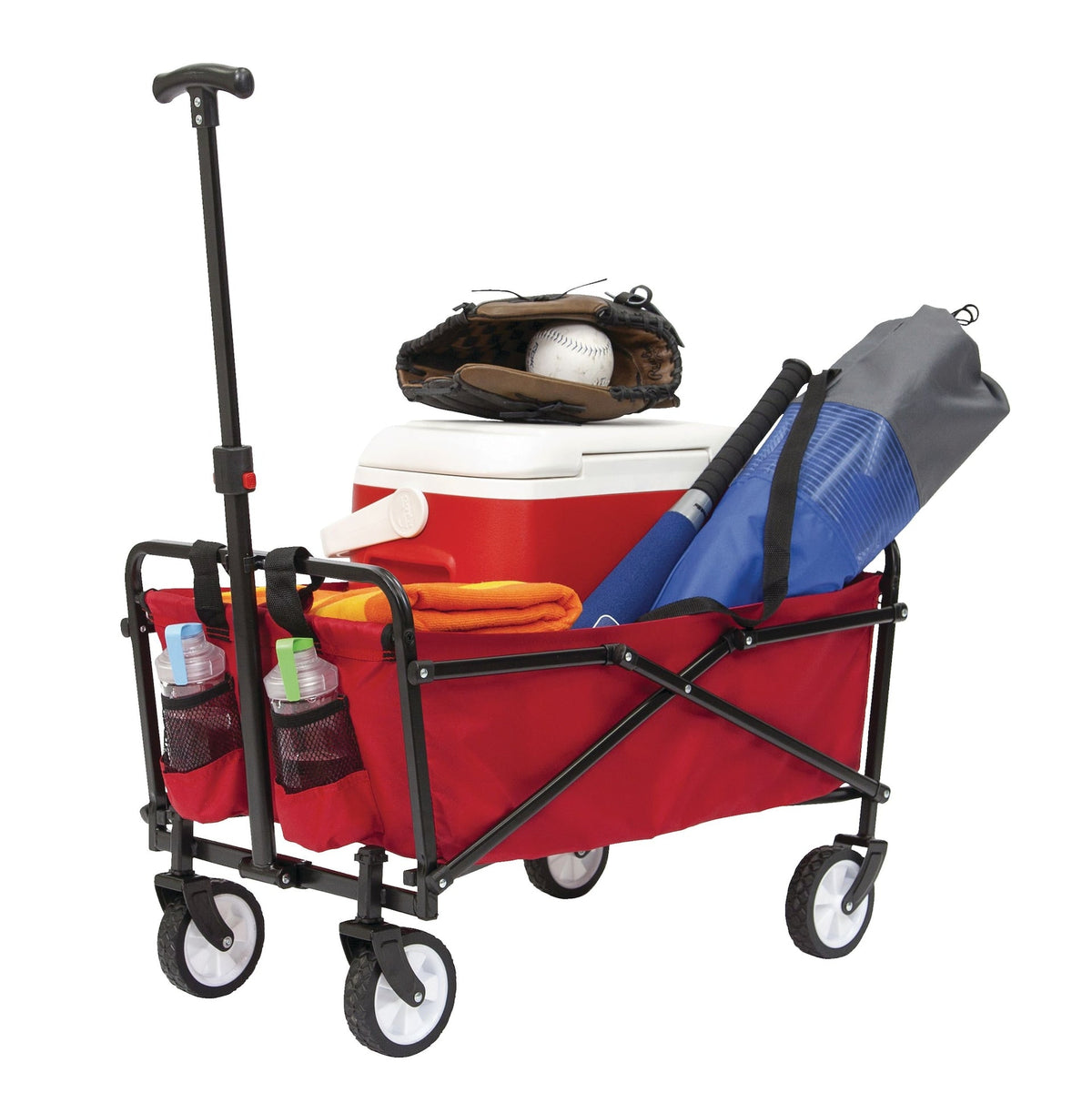 Seina Outdoor Collapsible Folding Utility Wagon with Cup Holders, 150-lb Capacity