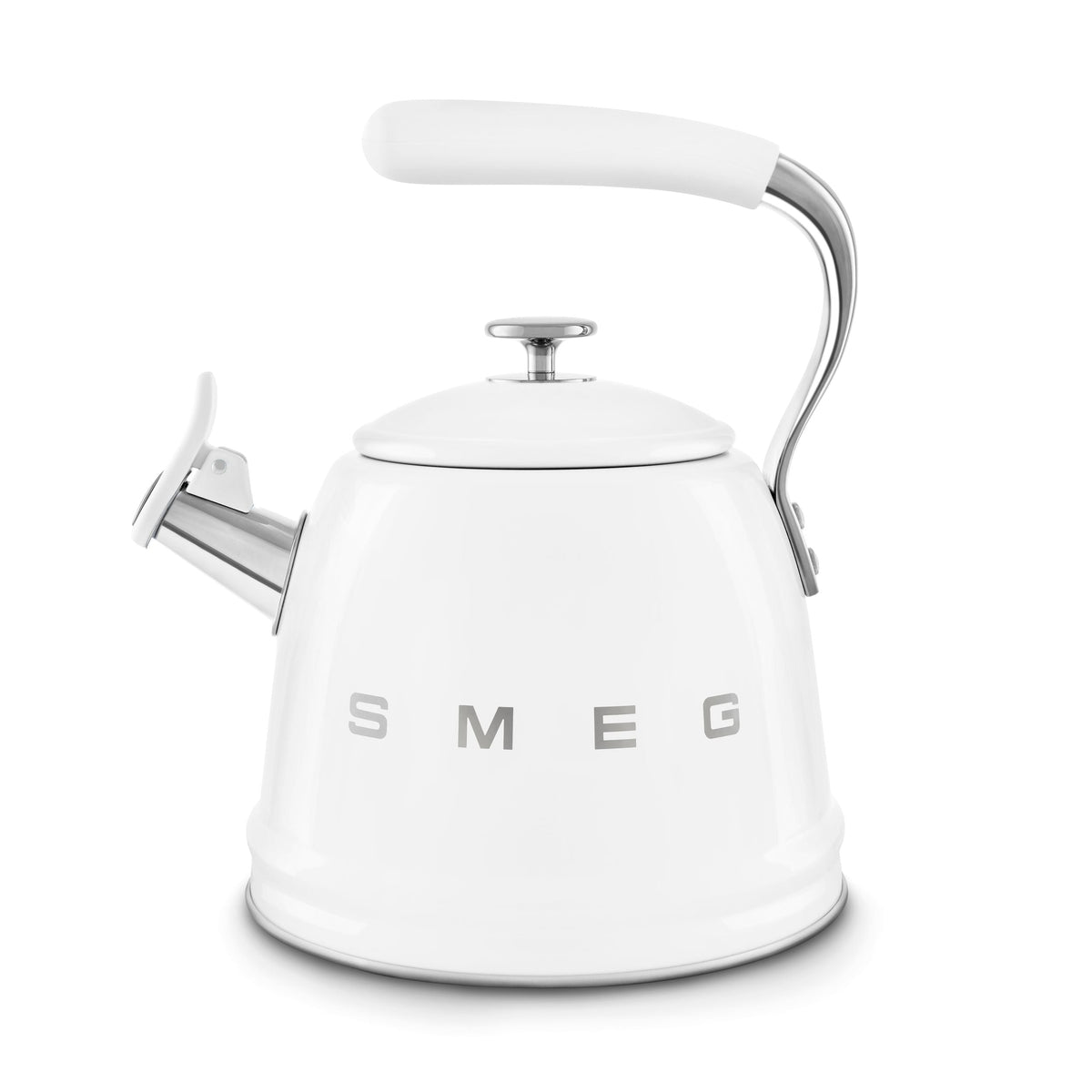 SMEG Traditional Stove Top Whistling Kettle, White, 2.3-L