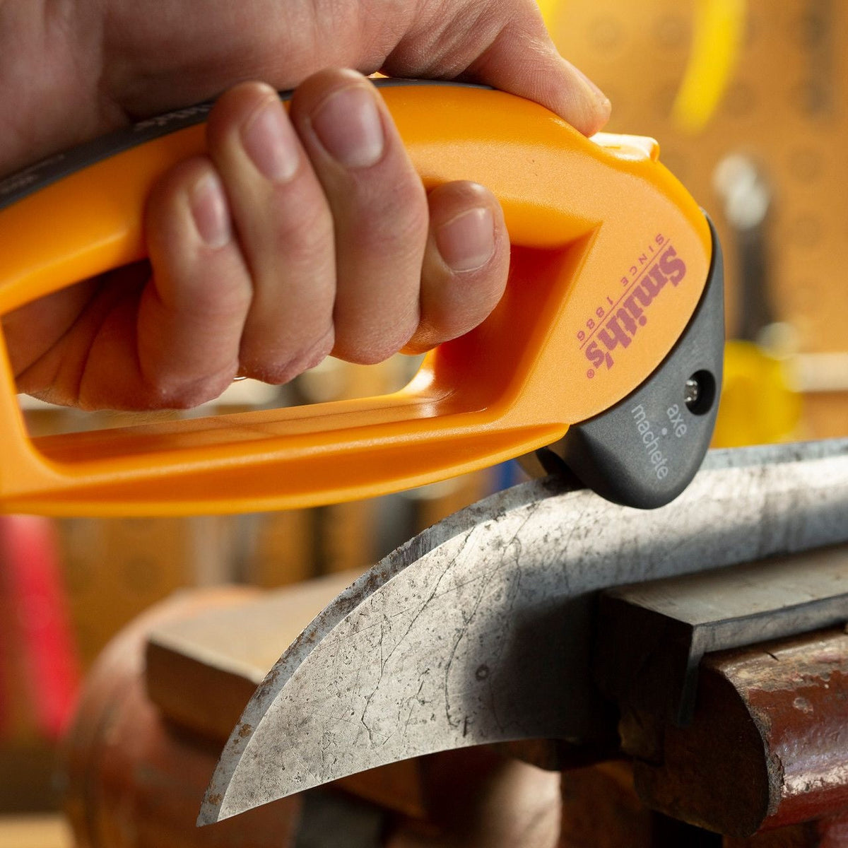 Smiths Axe and Machete Hand Sharpener with Soft-Grip Handle