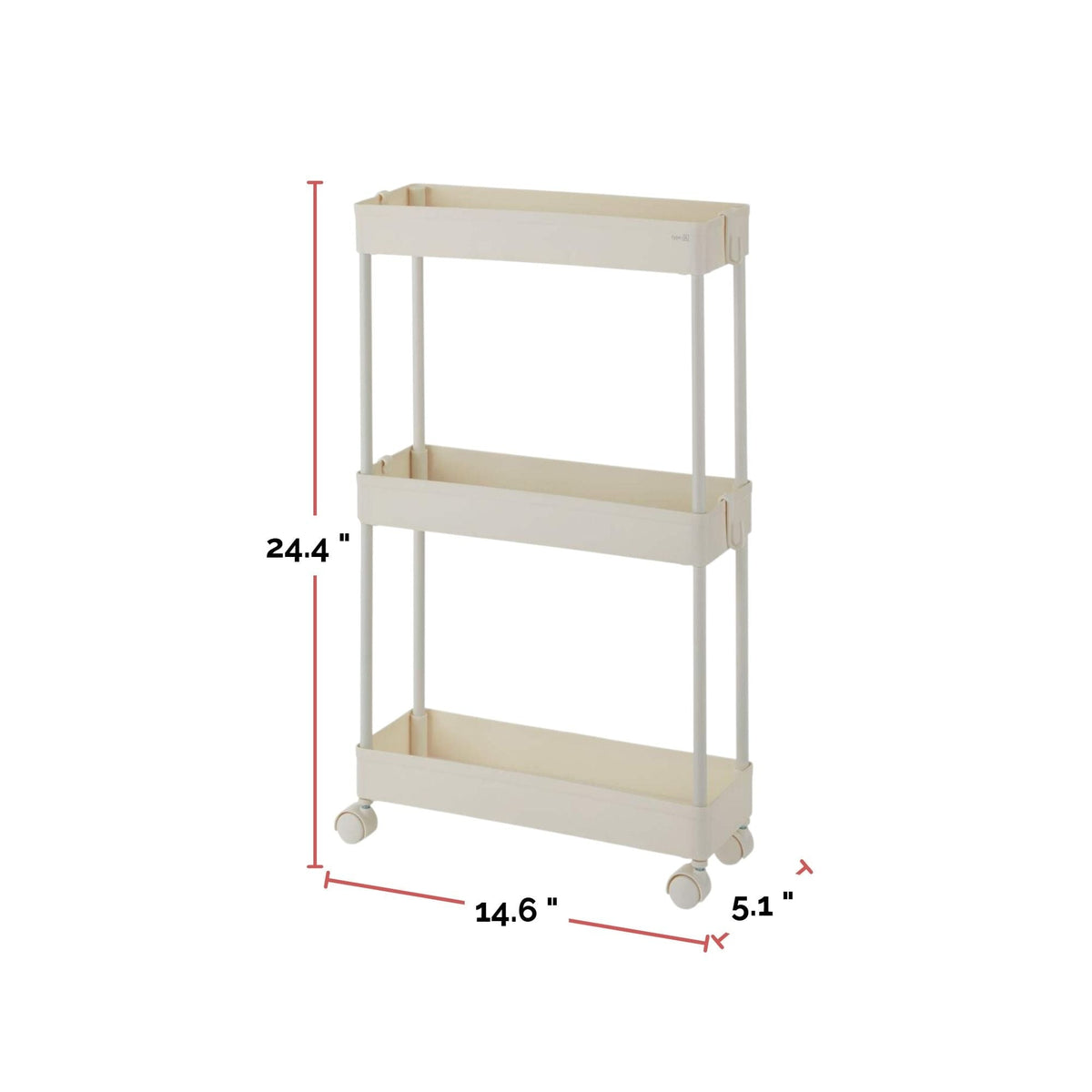 type A 3-Tier Slim Storage Cart, Lockable Wheels