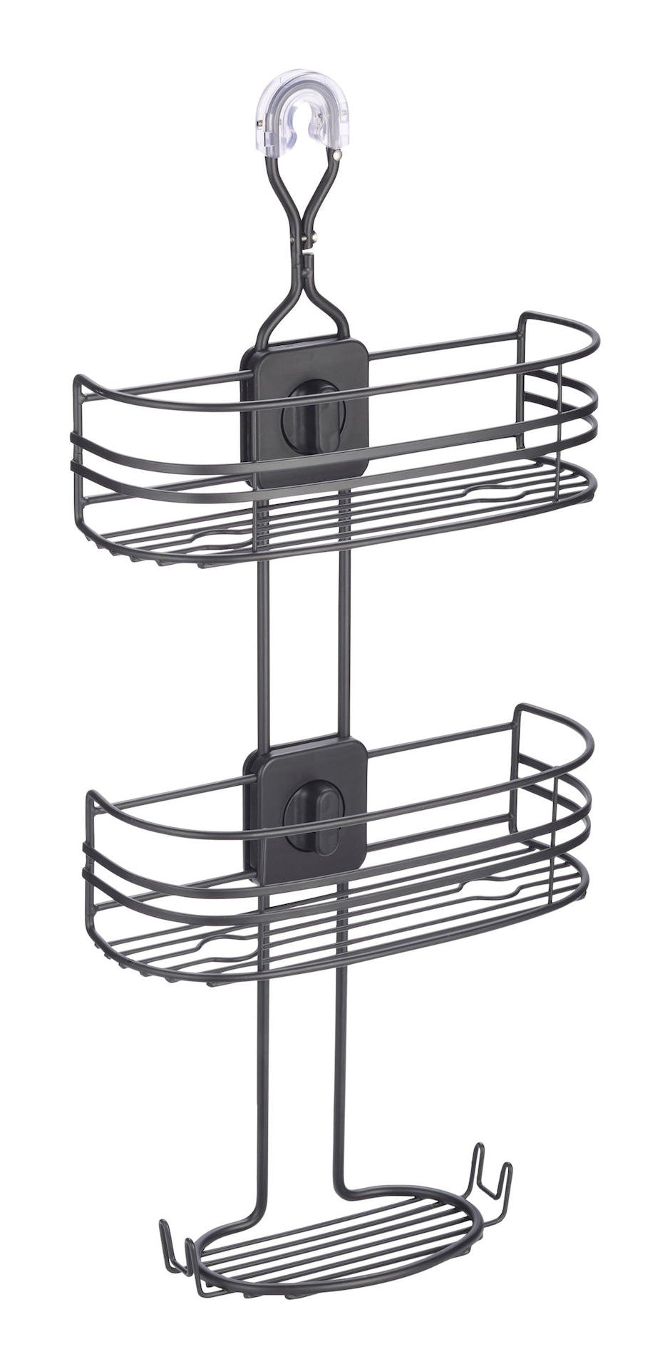 Type A Adjustable Rust-Resistant 4-Way Shower Caddy with Lock Top, Matte Black