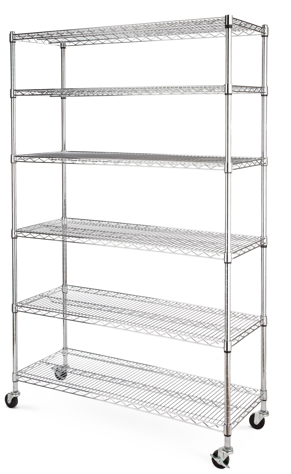 type A Metal 6-Tier Adjustable Wire Shelving Storage Unit with Wheels, Mastercraft Heavy Duty Stackable Storage Box with Lid, 102-L, Black/Blue,...