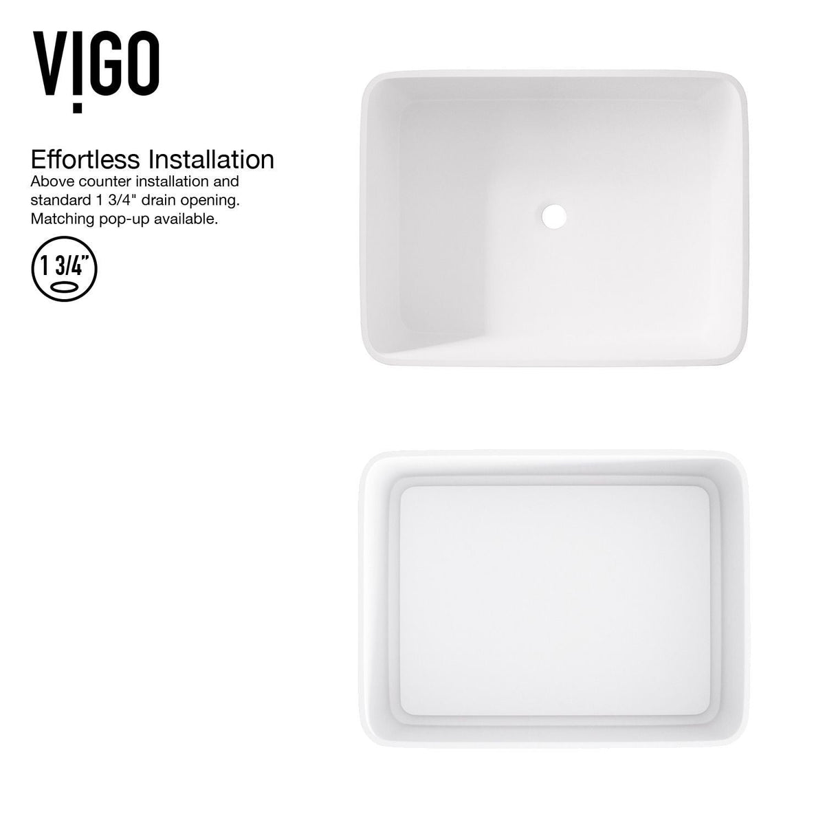 VIGO Jasmine MatteStone White Bathroom Sink/Basin Set with Lexington Faucet and Rectangular Composite Vessel