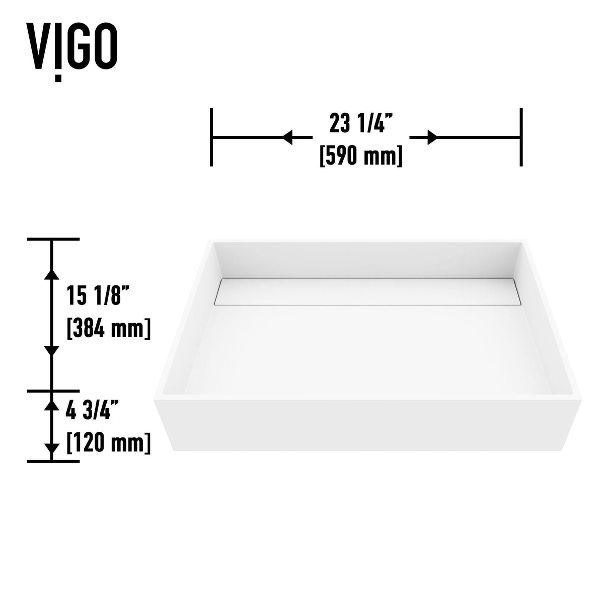 VIGO Montauk MatteStone 23x15-in Deep White Bathroom Sink/Basin with Rectangular Vessel
