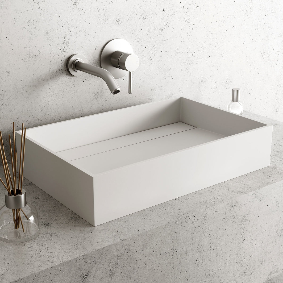 VIGO Montauk MatteStone 23x15-in Deep White Bathroom Sink/Basin with Rectangular Vessel