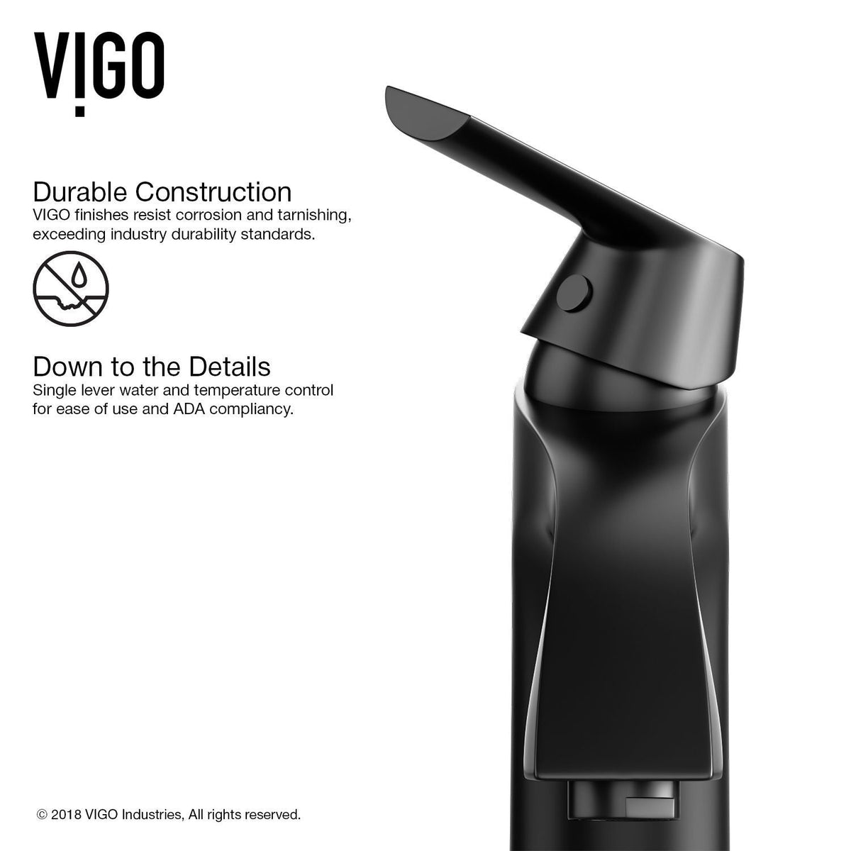VIGO Penela Single Handle Single Hole Bathroom Sink Faucet, Matte Black,