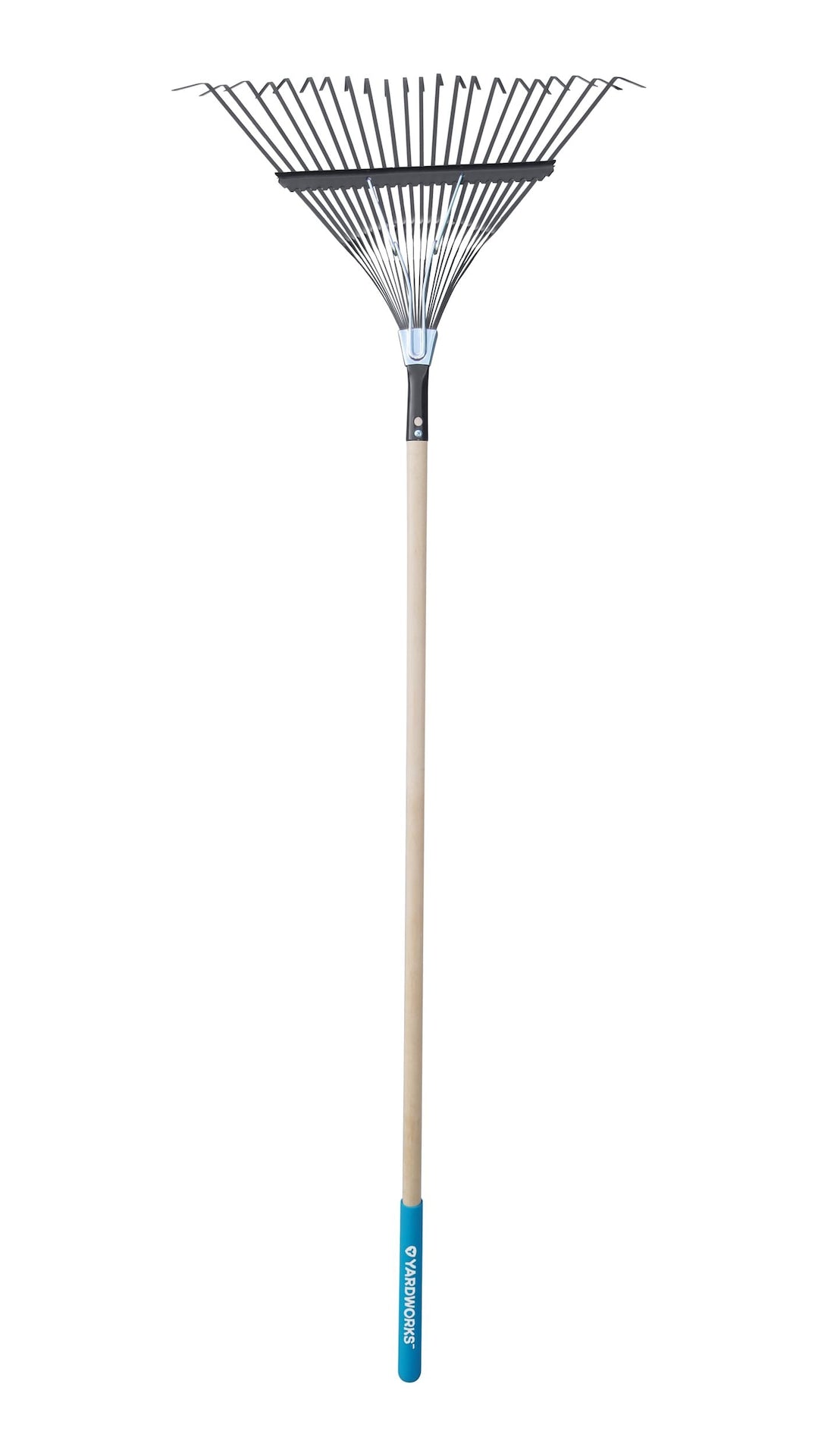 Yardworks 22-in Wide Metal 22-Tine Leaf Rake, 48-in Hardwood Shaft