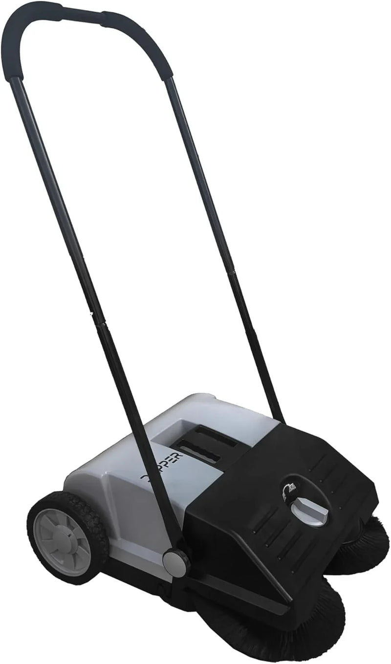 Walk-Behind Outdoor Hand Push Floor Sweeper - 5.25 Gallon Capacity - 25.5" Sweeping Width - Sweeps up to 27,900 ft² / Hour, Grey V1