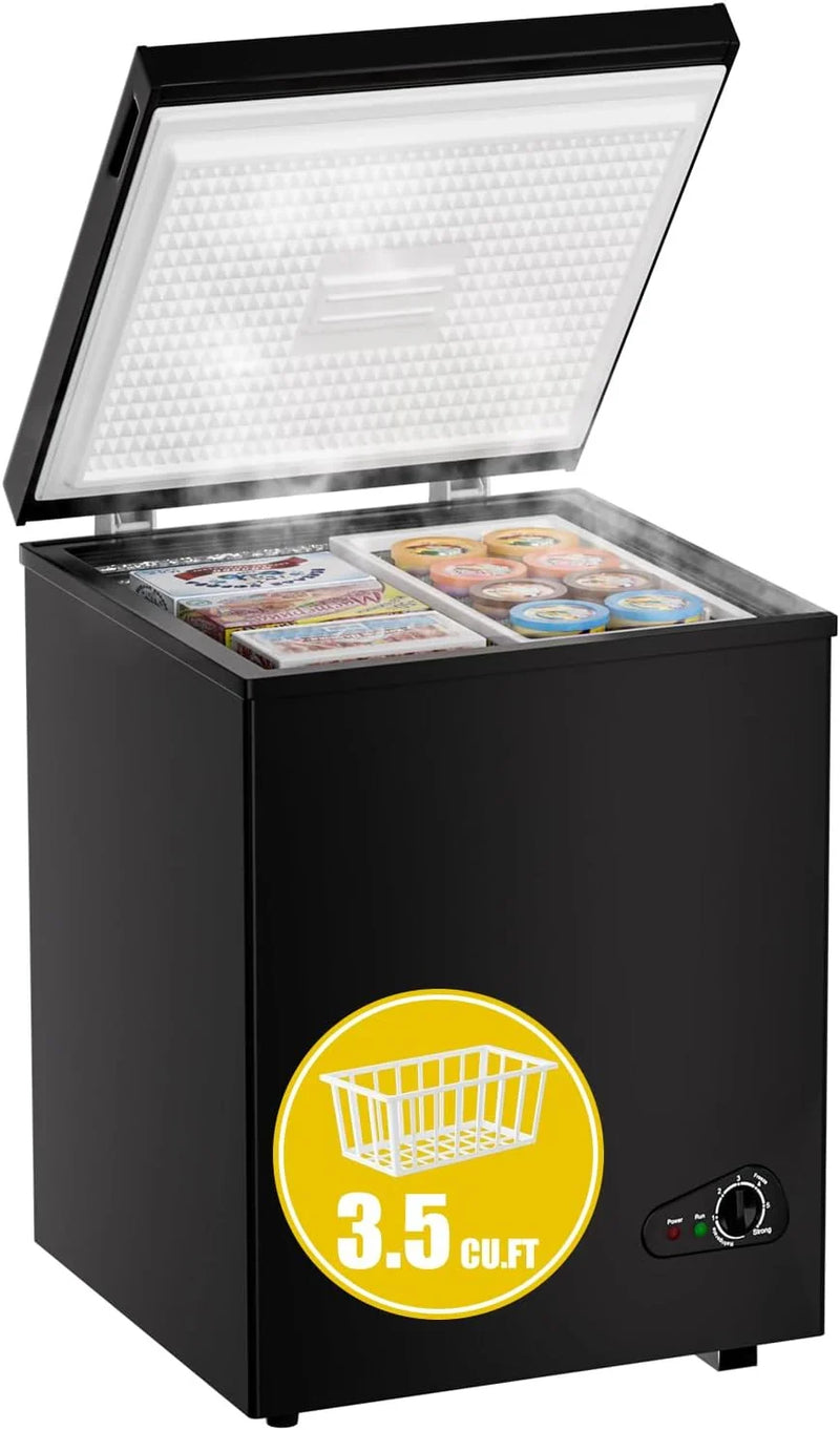 7.0 Cu Ft Chest Freezer - Energy Efficient & Quiet Mini Freezer with Adjustable Thermostat - Compact Deep Freezer for Home, Apartment, and Garage - Removable Basket & Defrost Drain B3
