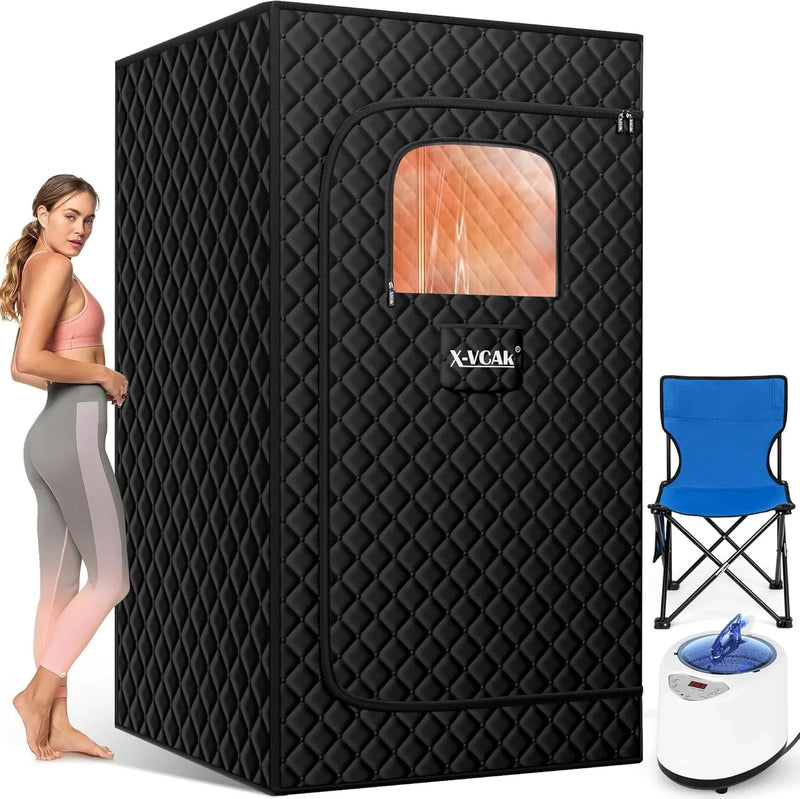 Upgraded Sauna Box for Relaxation, Detoxification, Portable Steam Sauna for Home with Steamer, 9 Levels, 2.6’ x 2.6’ x 5.9’ G2