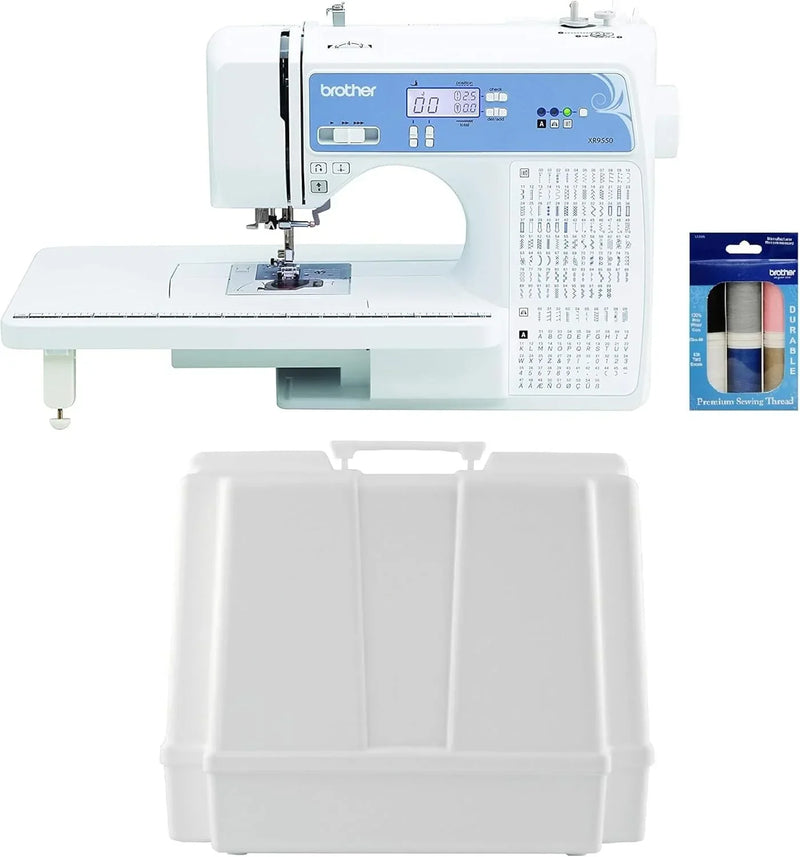 Brother Sewing and Quilting Machine, Computerized, 165 Built-in Stitches, LCD Display, Wide Table, 8 Included Presser Feet, White, 20x12x17 C5