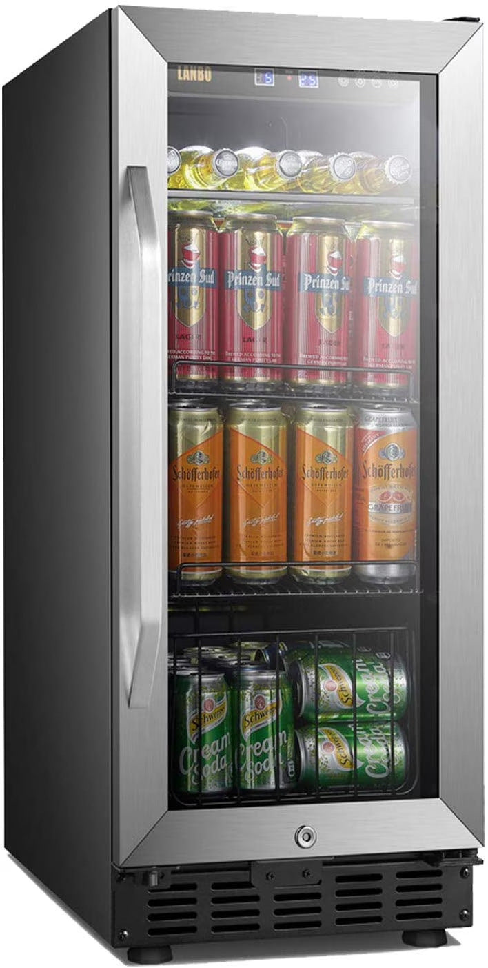 Lanbo 76 Cans Under Counter Compressor Beverage Cooler Refrigerator, 15 inch Width M0