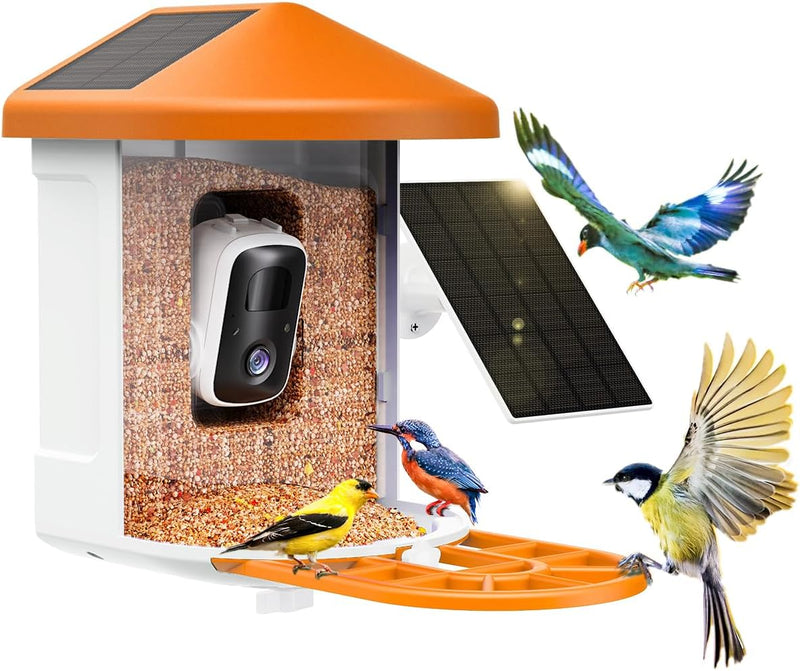Bird Feeder with Camera with AI Identify Birds Species Solar Panel, Smart Bird House with Cam, 2K Live View, Instant Arrival Alerts W5