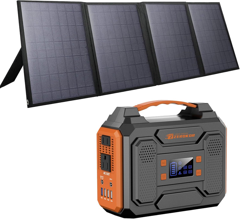 Solar Generator with Panel, 300W Portable Power Station with Solar Panel 40W, 110V Pure Sine Wave AC Outlet Electric Generator for Home Use Outdoor RV Camping Y7