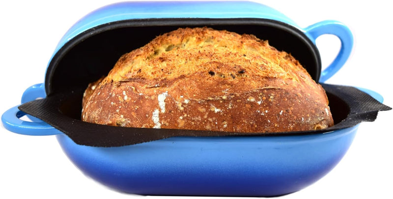 Super Simple Craft Bread Set. Cast iron Dutch oven [compact 2-bowl capacity] and perforated non-stick silicone liner. Z8