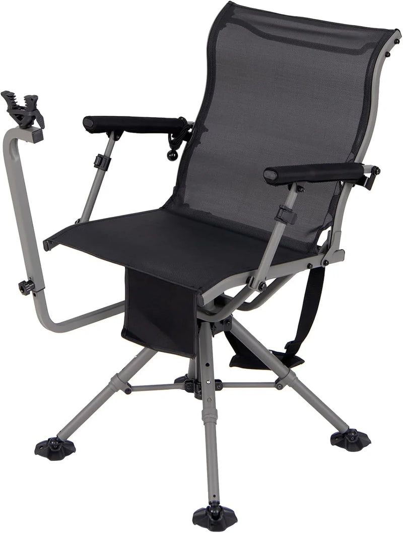 360° rotatable hunting seat, equipped with 4 extendable aluminum legs, adjustable gunstock, portable hunting shelter chair, equipped with carrying straps for outdoor activities. B4