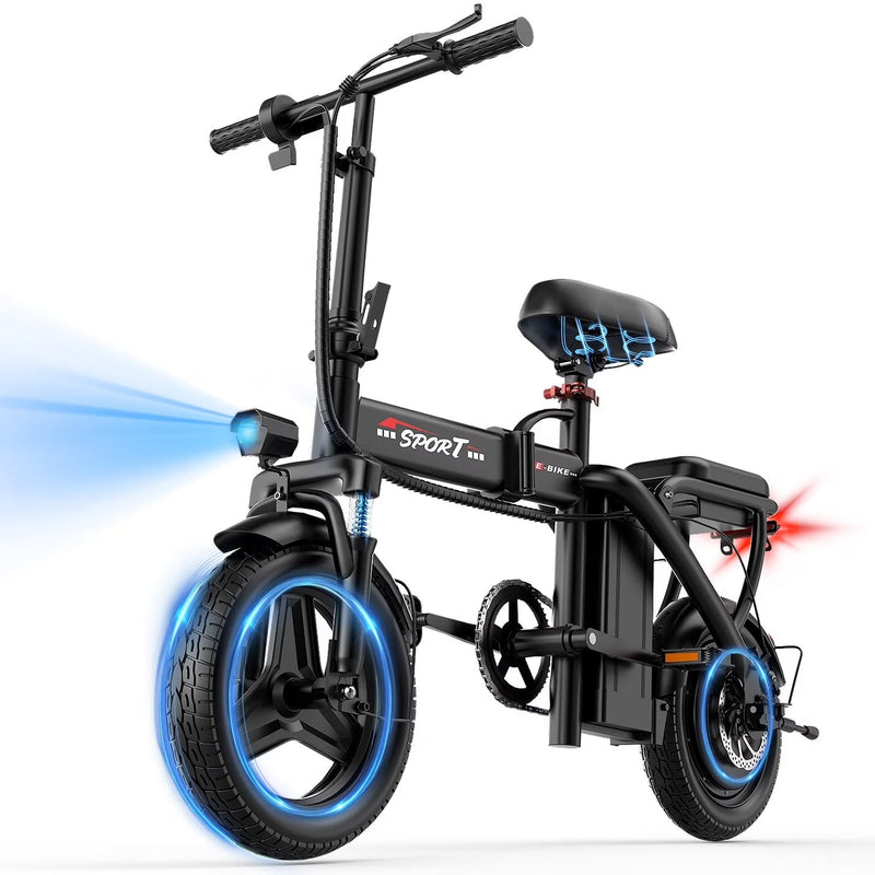 ASKGO Z6 14 in Electric Bike 1200W Motor, 48V/10AH E-Mountain Bike,Folding Electric Bicycle for Adult with Two Seats UL2849,Unisex,Pedal-Assist P8