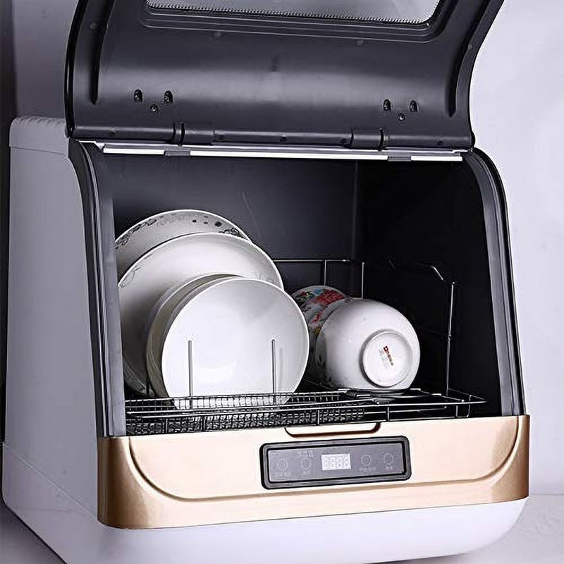 Countertop Dishwasher Kitchen Mini Portable Dish Bowl Washer Tabletop Automatic Dishwasher Deep Cleaning for Home, Apartment, RV (White Black) S8