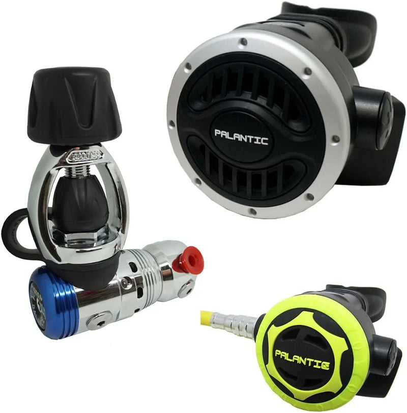 Yoke Regulator & Octopus Combo for Scuba Diving | High-Performance Over-Balanced Regulator, Silicone Mouthpiece, 27" Hose, Large Purge Button, 36" Yellow Octopus Hose T4