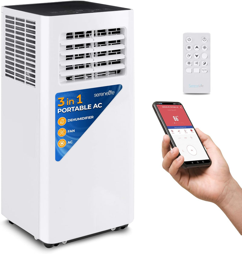 Portable Air Conditioner– 8,000 BTU 3-in-1 AC Unit with Cooling, Dehumidifier & Fan –w/ Remote Control, Window Mount Kit, Wheels, Quiet Operation for Rooms up to 300 sq ft G2