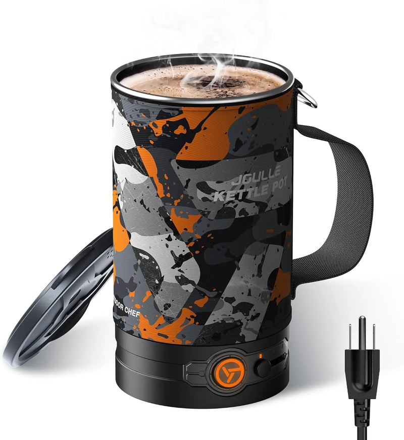 Electric Kettle, Multi-Functional Portable Travel Water Boiler Cooker, 30 oz Electric Kettle for Coffee, Cooking, Popcorn Maker, Camping RV Essentials C5
