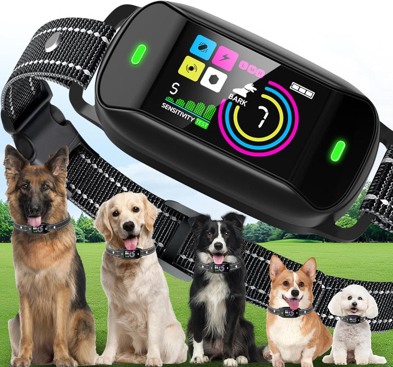 Smart Dog Bark Collar, Anti Barking Training Collar with 4 Training Modes, 5 Adjustable Sensitivity Levels, Waterproof and Magnetic Charging, Smart Bark Collar for Large Medium Small Dogs (Black) T3
