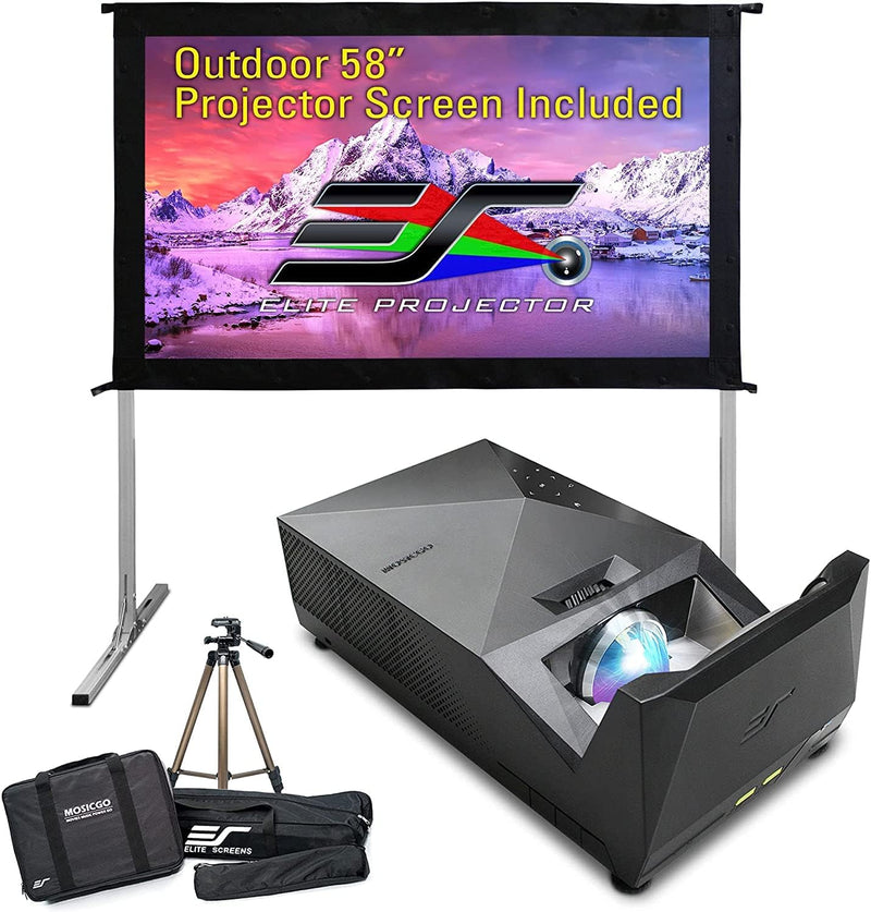 Projector ultra-short focal length portable outdoor family courtyard movie night projector, waterproof projector, 1080p resolution, 1500 lumens, supports Bluetooth and built-in battery, compatible with iOS TV platform U0