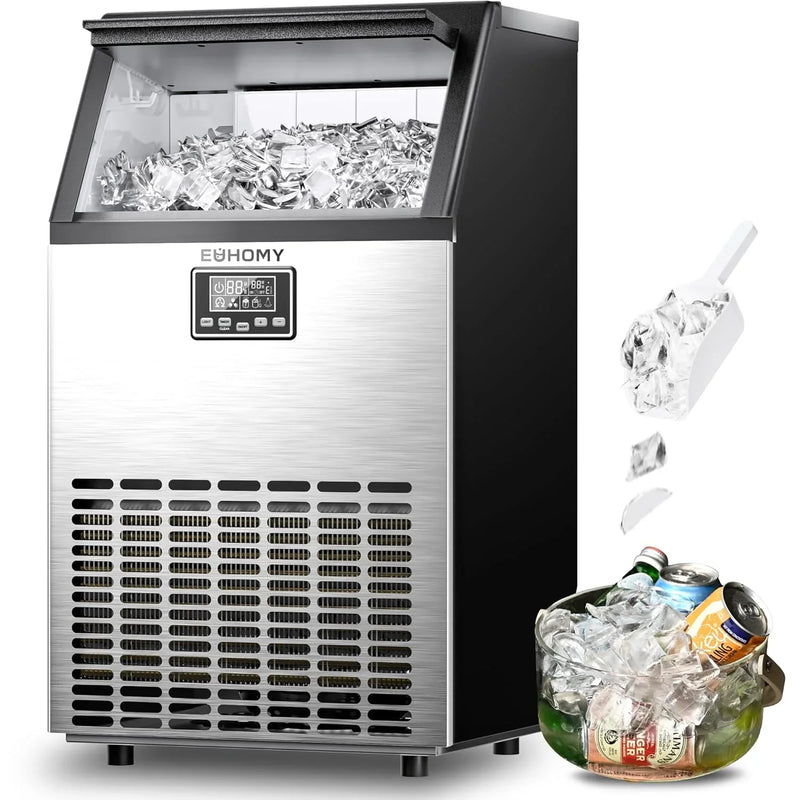 Commercial Ice Maker Machine, 100lbs/24H Stainless Steel Under Counter ice Machine with 33lbs Ice Storage Capacity, Freestanding Ice Maker. M3