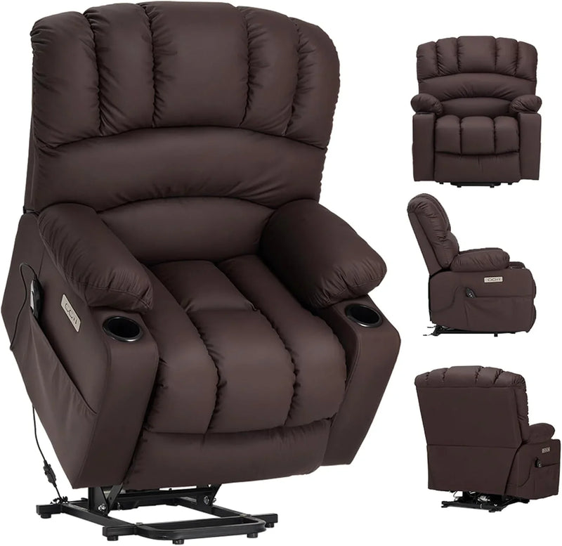 Electrically adjustable reclining chair - Electrically massaging adjustable reclining chair. The chair seat has a heating function. Large shell with velvet backrest. Suitable for the elderly and the elderly. Electrically adjustable reclining chair. C0