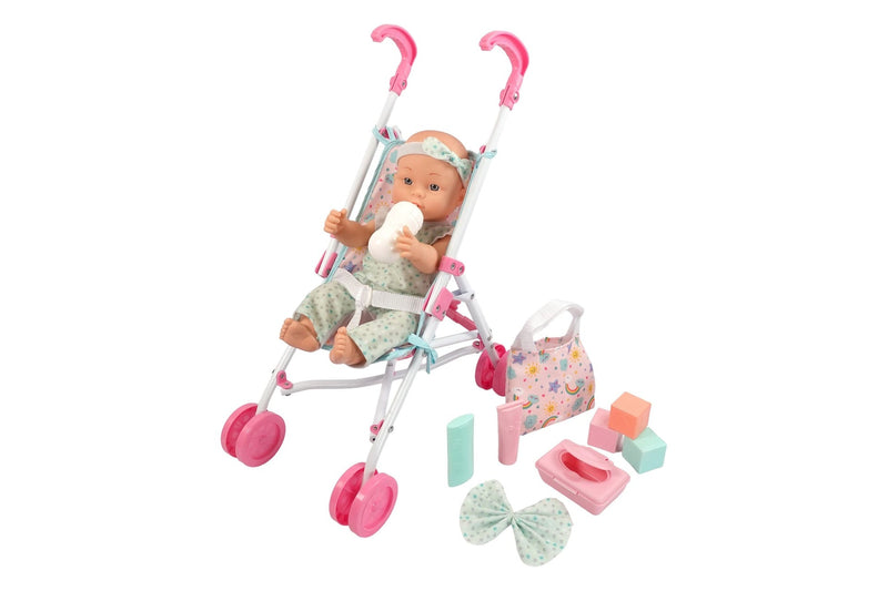 15" Baby Doll With Stroller And Accessories S1