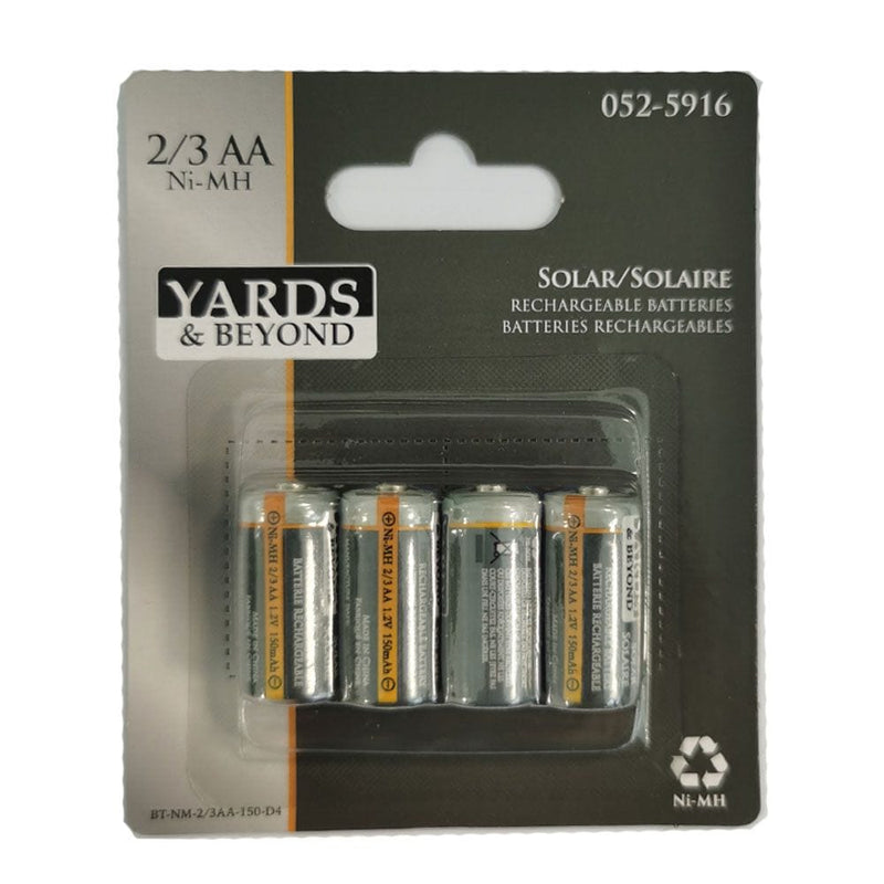 150mAh 2/3 AA Solar Rechargeable Batteries, 4-pk N0