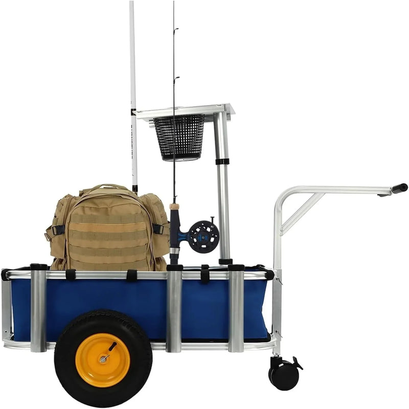 Fishing Cart, Pneumatic Tires, Beach Trailer with Large Cargo Basket, 176lbs Load Capacity, 35.4 * 15.7 * 9.8in Beach Cart Wagon，for Picnic K7