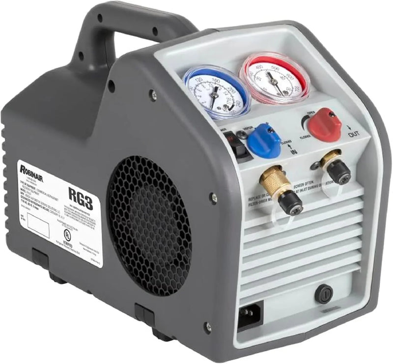 (Portable Refrigerant Recovery Machine – 115V, 60Hz, for Both Liquid and Vapor Refrigerant, White-Robinair L3