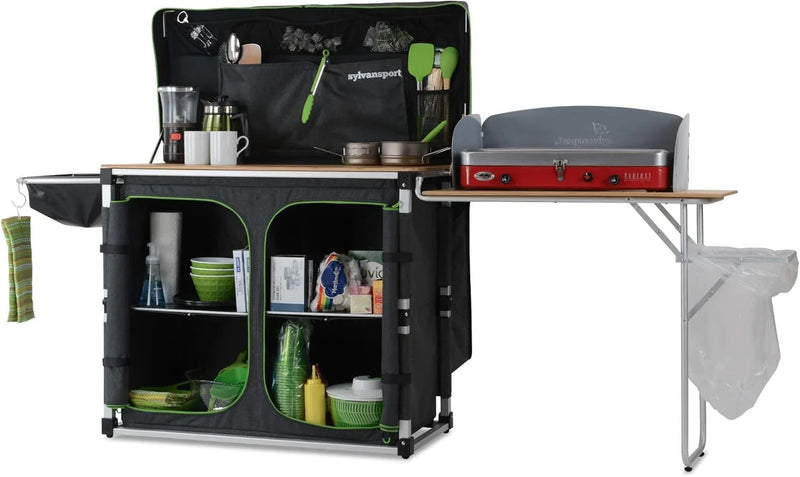 Outdoor camping kitchen system, convenient for cooking, cleaning, preparing camping meals, luxurious camping and essential camping items, large-sized "table magic" series I4