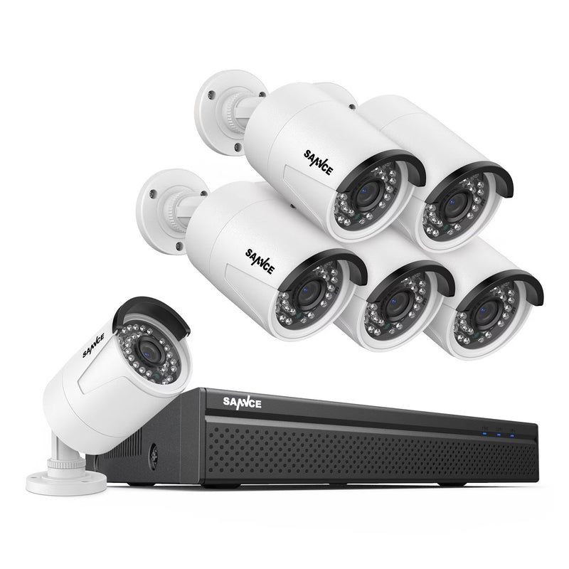 SANNCE 8CH 5MP Poe Home Security Camera System,2MP 8CH Poe NVR, 6pcs 1080P Outdoor Poe Cameras,No Hard Drive D2