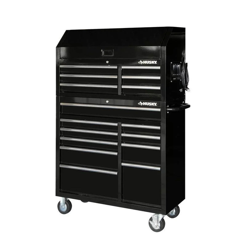 41 in. 16-Drawer Tool Chest and Cabinet Combo in Gloss Black J0