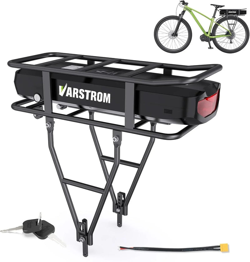 Ebike Battery 48V 17.5AH Lithium ion Rear Rack Battery for BAFANG/Voilamart/PEXMOR/AW 48V200W-1000W Ebike Kit,48V E Bike Batteries with Luggage Rack,Taillight,30A BMS,3A Fast Charger & Safety Lock D5